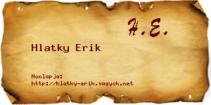 Hlatky Erik névjegykártya